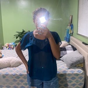 Blue See Through Top